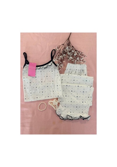 Mh Moony Homewears 2'li Siyah Çapa Yazlık Pijama Takımı Siyah