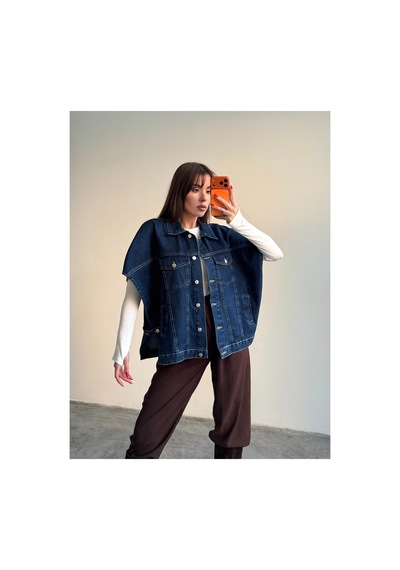 Blue Marlın Oversize Lacivert Yelek/panço Lacivert