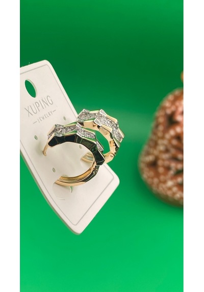 Xuping Rose Gold 2 Sıralı Zirkon Taşlı Çelik Kadın Küpe Gold