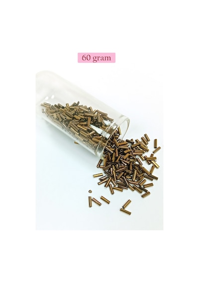Uzun Boru Kesme Boncuk Çap 2mm Uzunluk 10 Mm - 60 Gram - Parlak Gold - Bnc288