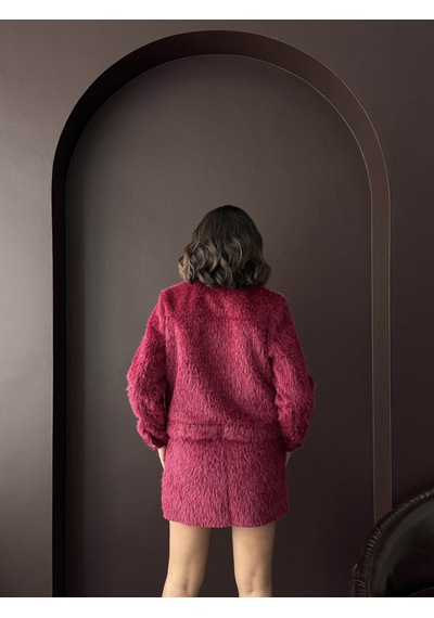 Verymoda Suni Kürk Görünümlü Kadın Ceket Bordo