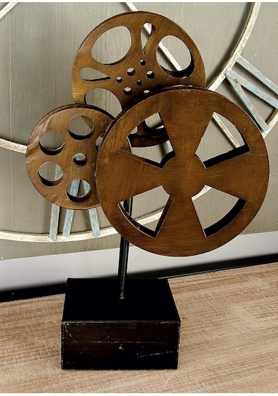 Metal Film Makaraları Heykel, 11" X 5" X 16", Kahverengi
