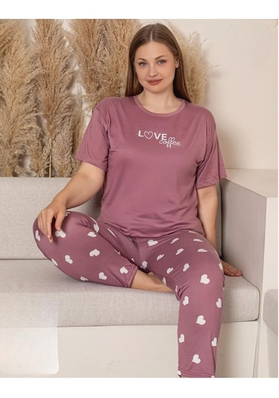 Sude Charme Kadın Büyük Beden Bisiklet Yaka Milan Likralı Kısa Kol Pijama Takımı K601/242 - 1 Adet Gülkurusu Sude Charme Kadın Büyük Beden Bisiklet Yaka Milan Likralı Kısa Kol Pijama Takımı K601/242 - 1 Adet Gülkurusu