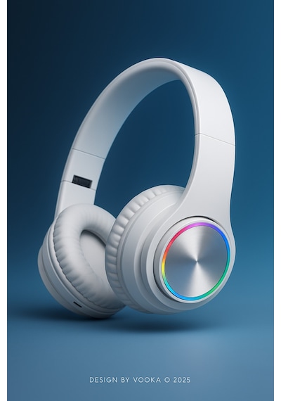 Rgb Işıklı Kablosuz Bluetooth Kulak Üstü Kulaklık Müzik, Oyun, Mikrofonlu, Katlanabilir
