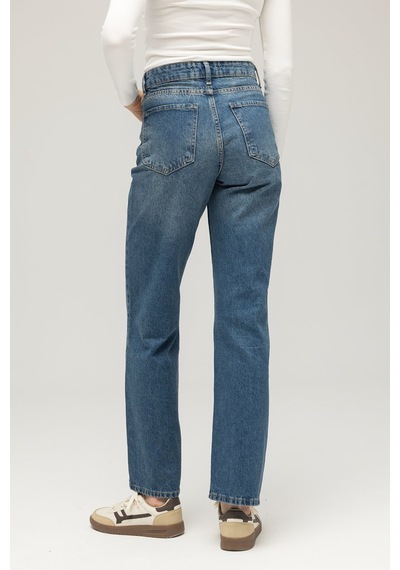 Sââde Kadın Yüksek Bel Mary Vintage Straight Fit Jean Pantolon Mavi
