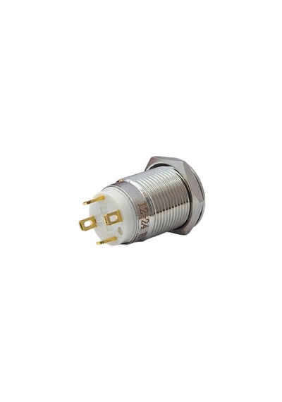 12mm Yaylı Ledli Metal Buton - 1no - Ip67 Kırmızı