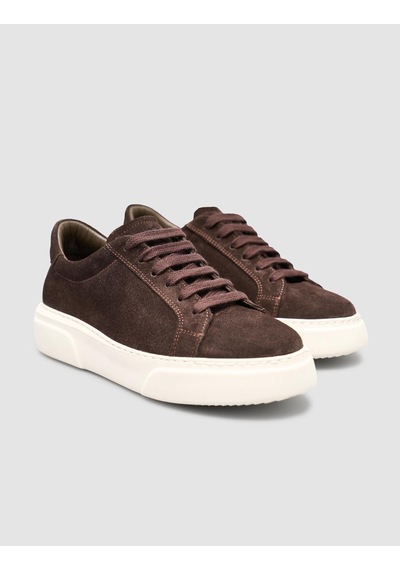 Monamae %100 Hakiki Süet Deri Kahverengi Kadın Sneaker Kahverengi