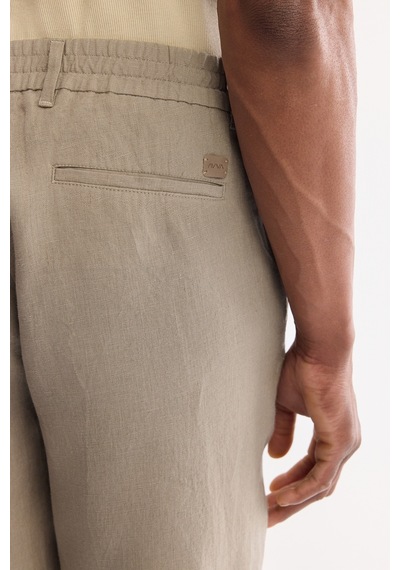 Avva Erkek Gri Beli Lastikli %100 Keten Relaxed Fit Pantolon B003032