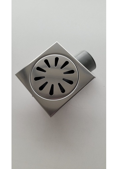Duş Yer Süzgeci Metal Kapaklı Koku Önleyicili Yandan Çıkışlı 10x10cm