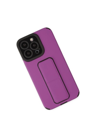 Apple Apple Uyumlu iPhone 13 Pro Max Kılıf Mega Standlı Silikon - Mor 0.2M-Çok Renkli