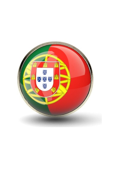 Portekiz Portugal Bayrak Rozeti - Paslanmaz Çelik Yuvarlak Yaka Rozeti Çok Renkli