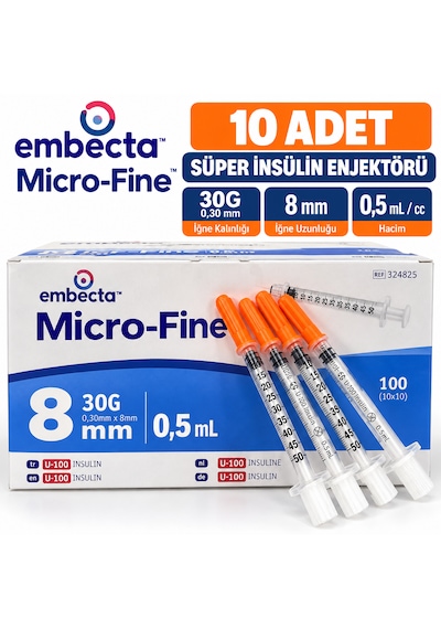 Embecta Micro-fine Süper İnsülin Enjektörü 30g 0,30 Mm X 8 Mm 0,5 Ml 10 Adet