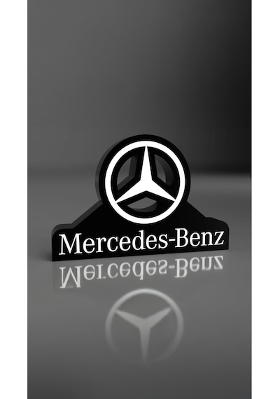 Mercedes Logolu Dekoratif Aydınlatma Led Gece Lambası Çok Renkli