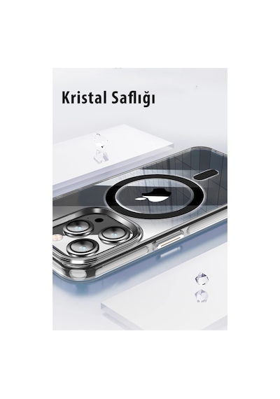 Joko Apple iPhone Uyumlu  14 Pro Uyumlu Kılıf Crystal Magsafe Kapak - Siyah