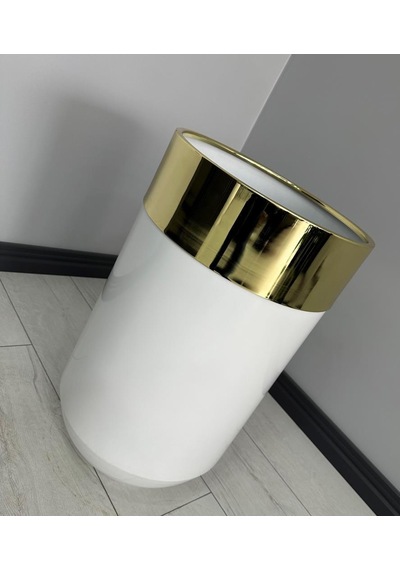 Dekoratif Gold Darbuka Parlak Beyaz Saksı 60cm