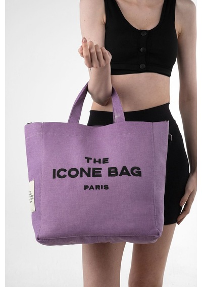 Icone Lila The Icone Bag Paris İşlemeli Tote Kadın Kol Çantası Ve Omuz Çantası Lila