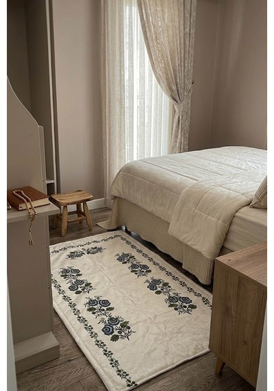Kanaviçe Dijital Baskılı Kadife Tek Seccade 70x110cm Çok Renkli