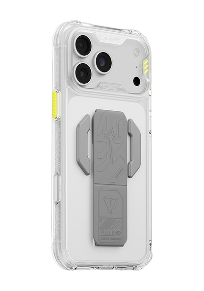 Apple Uyumlu iPhone 18 Pro Max Kılıf M-safeli Teknoloji Desenli Skinarma Helio Ce Mag Charge Standlı Kapak Şeffaf