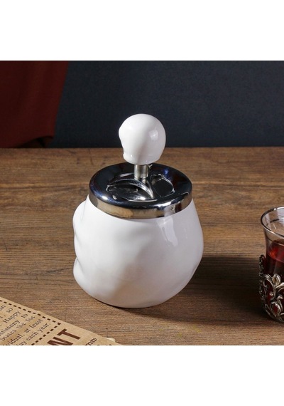Kuru Kafa Tasarımlı Seramik Basmalı Küllük - Koku Önleyici Bas-çek Kül Tablası