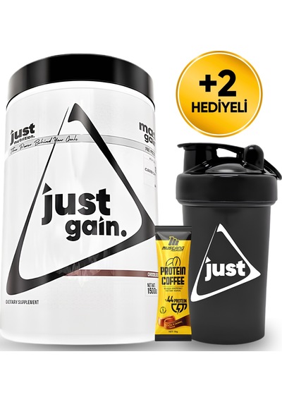 Just Nutrition Mass Gainer Karbonhidrat Tozu 1500 Gr 30 Servis Çikolata + Shaker + Protein Kahve çikolata
