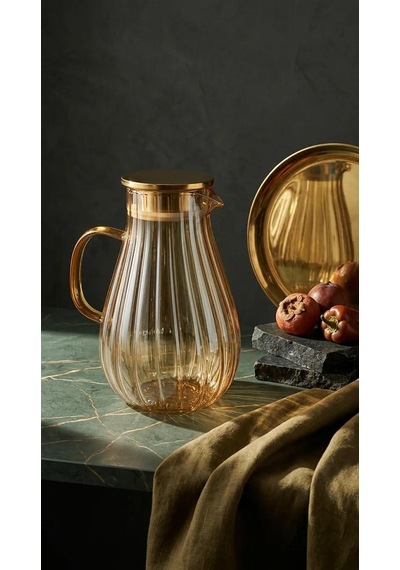 Qerhome Cam Papatya Model Amber Sürahi 1800 Ml Dr-23