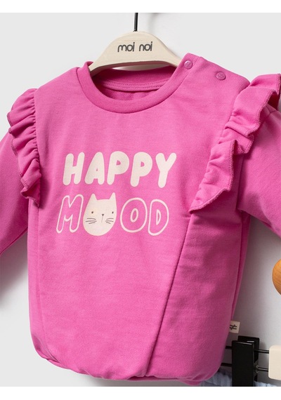 Moi Noi Baby Moi Noi 2li Happy Baskılı 3-12 Ay Takım - Fusya Fuşya