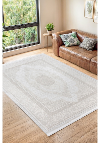 Elvey Home 7105 Krem Modern Desen Doğal Taban Koridor Mutfak Çocuk Oturma Odası Salon Halı Yolluk 7105kemik