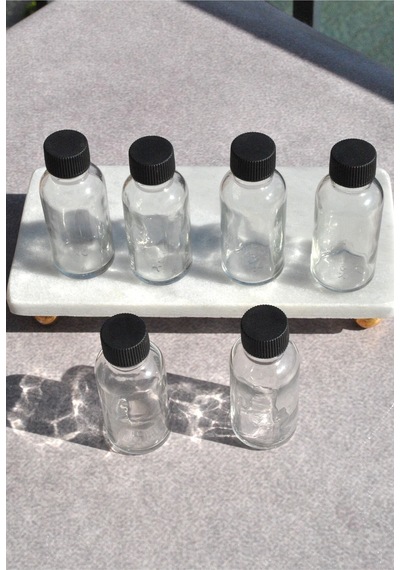 6 Adet 30 Ml Siyah Kapaklı Mini Cam Şişe Kolonya Söz Nişan Hediyelik Şişesi