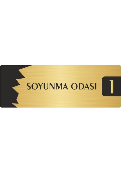 Metal Departman Kapı İsimliği, Yönlendirme Levhası Soyunma Odası 1 5x20 Cm Altın Renk