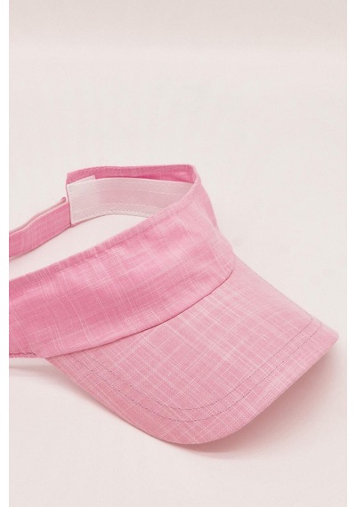 Külah Kadın Pembe Keten Vizör Şapka - Pembe