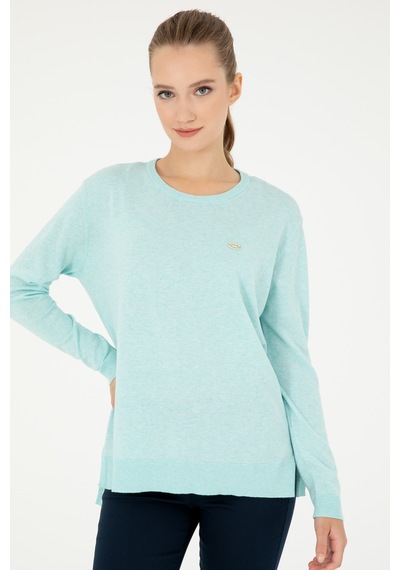 U.S. Polo Assn. Kadın Su Yeşil Bisiklet Yaka Basic Kazak 50293510-VR253