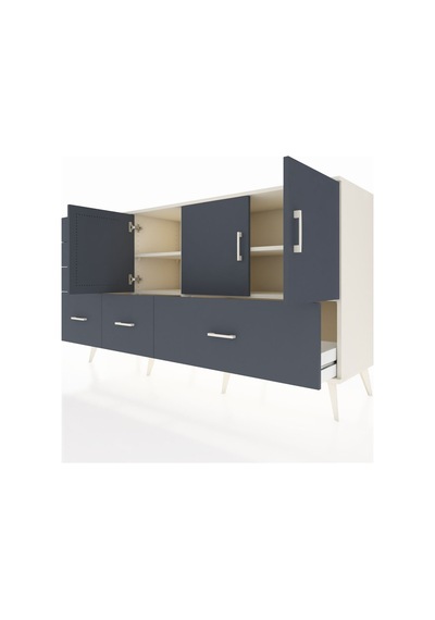 Kronos Konsol 4 Raflı 6 Çekmeceli 3 Kapaklı 176x59x99 Aytaşı-antr Aytaşı-antrasit
