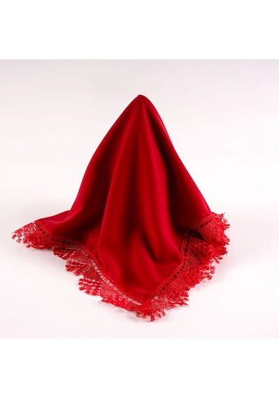 İğne Oyalı Şal Namaz Örtüsü, 144x68 Cm. Kırmızı Kırmızı