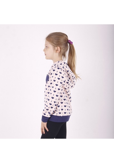 Toontoy Kız Çocuk Regular Fit Kapüşonlu Baskılı Sweatshirt - 2 İplik Pudra