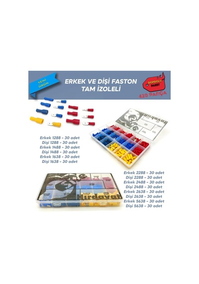 Tam İzoleli Faston Terminal Seti. Dopdolu Paket 420 Parça