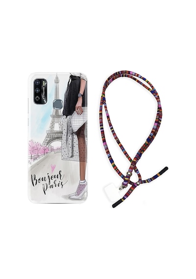 Infinix Hot 9 Play Kılıf Rasta Boyun Askılı Bonjour Paris 1419