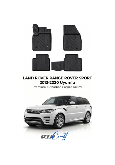 Otocraft Land Rover Range Rover Sport 2013-2020 Araca Özel 4d Karbon Oto Paspas Havuzlu Tam Set