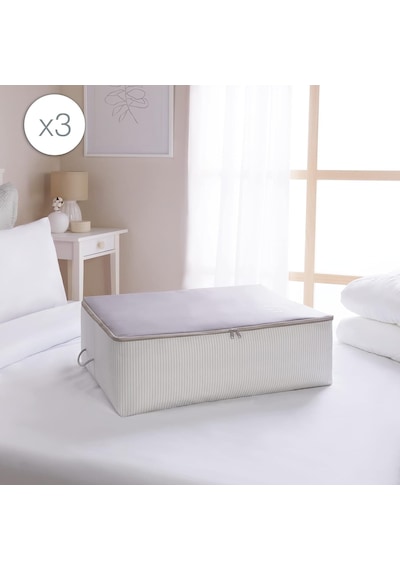 3'lü Büyük Boy Gri Renk Stuff & Things Baza Altı Hurç Set