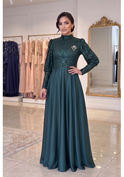 Dorne Moda Üstü Pul Paletli Altı Saten Kloş Detaylı Mezuniyet Ve Nişan Abiye Elbise Yeşil Yeşil Dorne Moda Üstü Pul Paletli Altı Saten Kloş Detaylı Mezuniyet Ve Nişan Abiye Elbise Yeşil Yeşil