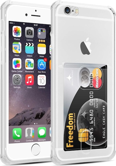 Apple Uyumlu Adige iPhone Uyumlu 6 Plus Kılıf Kamera Korumalı Kartlıklı Setra Şeffaf Silikon -