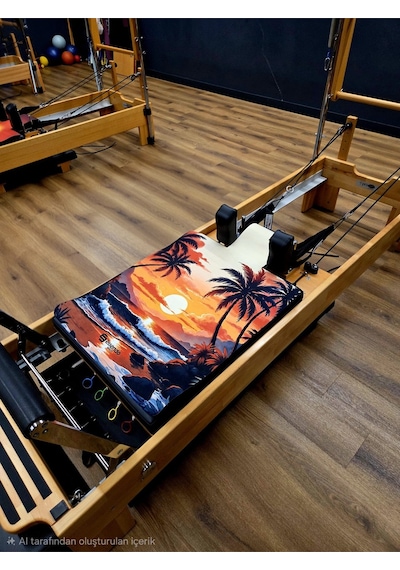 Reformer Pilates Mat ' Kaymaz' -'wavy Sunset' Renkli