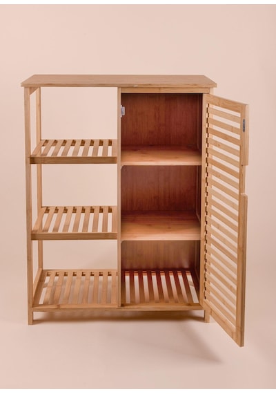 The Mia Bambu 4 Katlı Kapaklı Düzenleyici Dolap Raf 87x66x33 Cm Çok Renkli