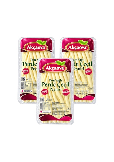 Akçaova Tam Yağlı Perde Çeçil Peyniri 180 Gr X 3 Adet