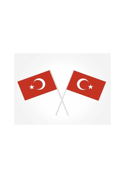 Türk Bayrağı Al Yıldızlı Çıtalı Sopalı Baskılı Bayrak 10 Adet Diğer