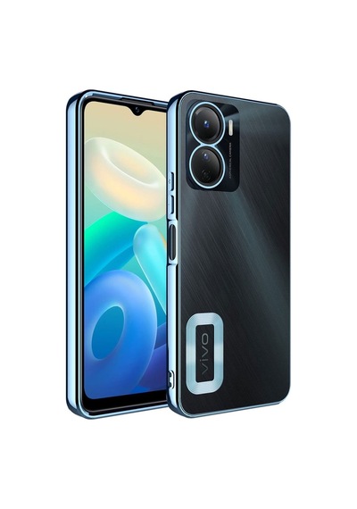 Vivo Y16 Kılıf Kamera Korumalı Logo Gösteren Zore Omega Kapak Sierra Mavi