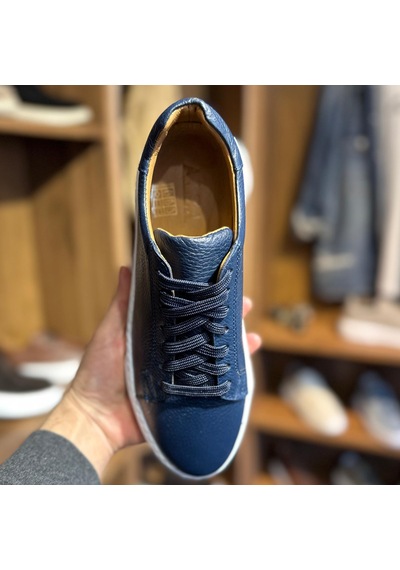 Alza %100 Hakiki Deri Erkek Sneaker Günlük Rahat Ve Şık Ayakkabı - Lacivert