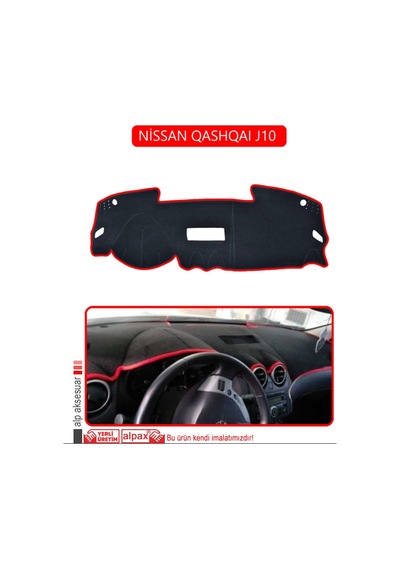 Nissan Qashqaı J10 Torpido Koruma Halısı Kırmızı Kenar