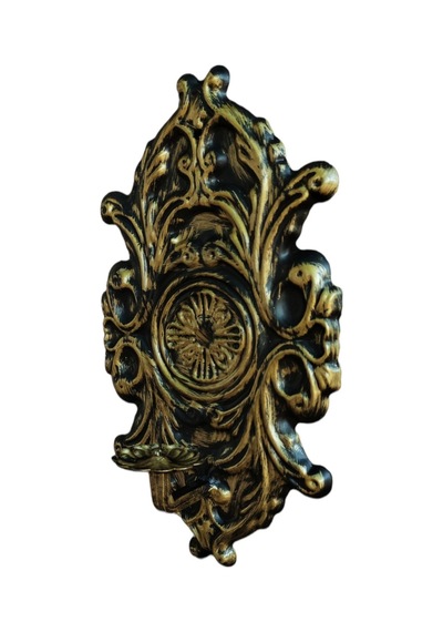 Aju Mumluk Şamdan Duvar Aplik Ev Bahçe Balkon Ofis Dekorasyonu Özel Tasarım Hediye 40x23cm Eskitme Gold. Gold