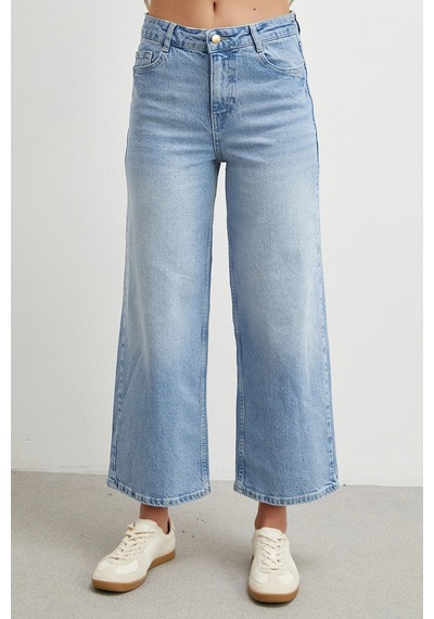 Never More Yüksek Bel Culotte Jean Mavi