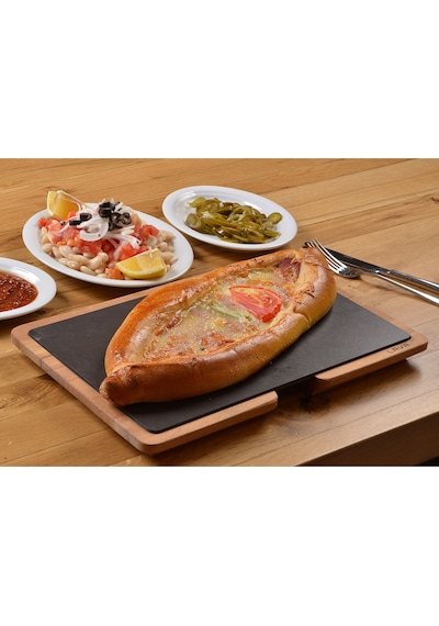 Lava Döküm Ahşap ve Döküm Demir Hot Plate Servis Tahtası. Ölçü 20x30cm.